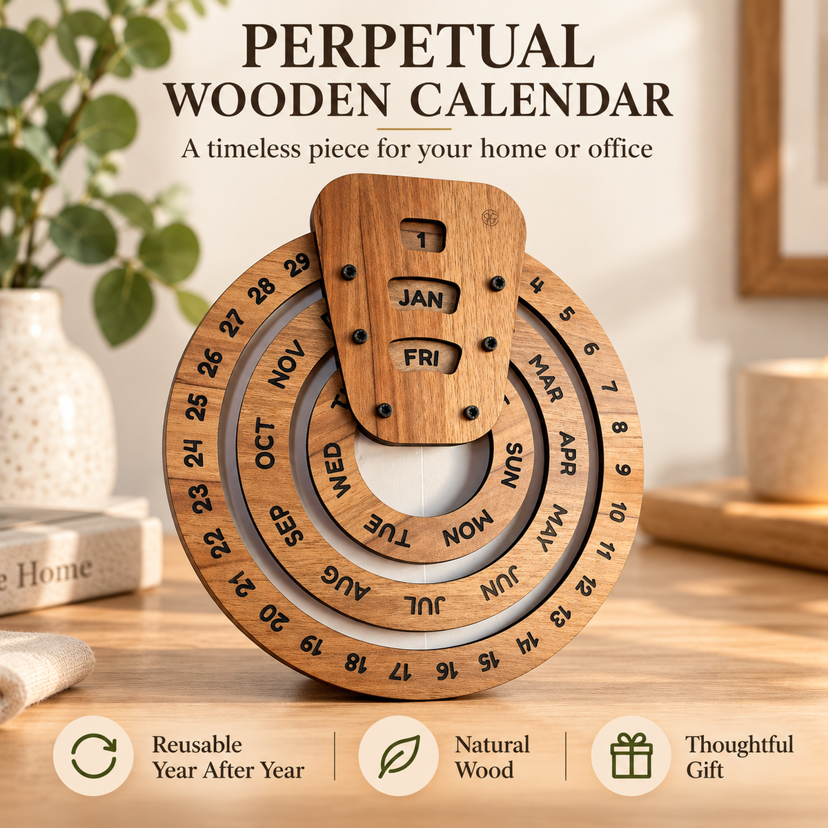 📅Perpetual calendar, wooden perpetual calendar
