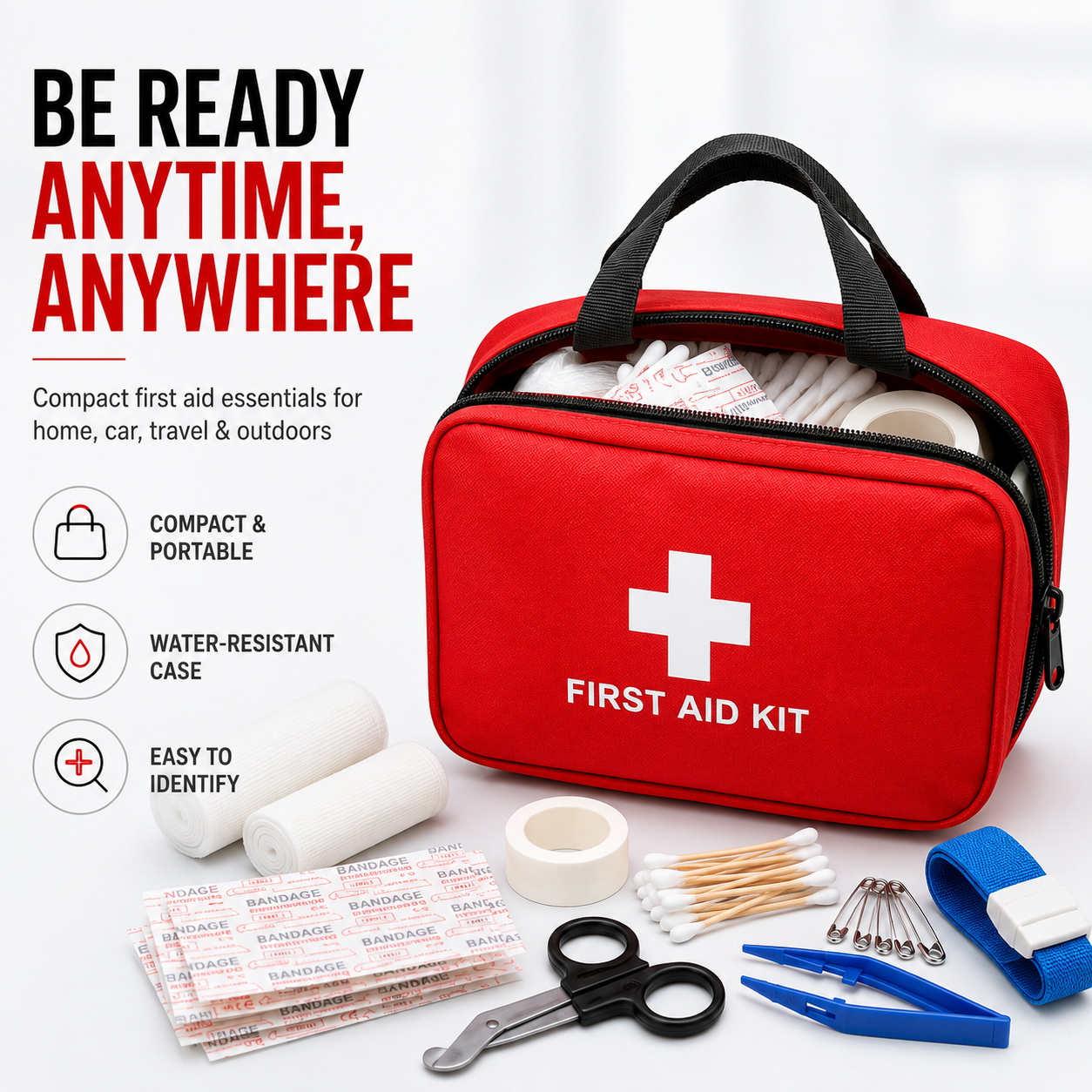🚑Portable First Aid Kit-Be Prepared-Anytime, Anywhere