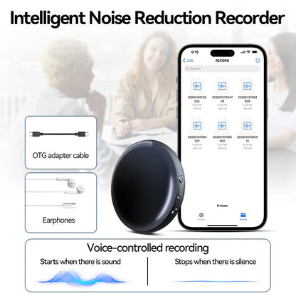 🎙️ Smart Magnetic Voice Recorder – One-Touch Recording with Noise Reduction & OTG Transfer