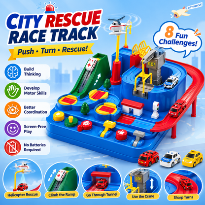 Kids Race Track Adventure Toy – Interactive Puzzle Track Playset with 6 Cars, Builds Thinking & Fine Motor Skills, Safe & Easy Assembly