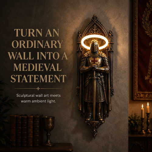 ⚔Medieval Knight Wall Lamp | Gothic Wall Art with Halo Glow