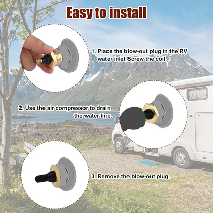 ❄️ Brass RV Winterizing Blowout Plug Adapter – Easy Water Line Winter Prep