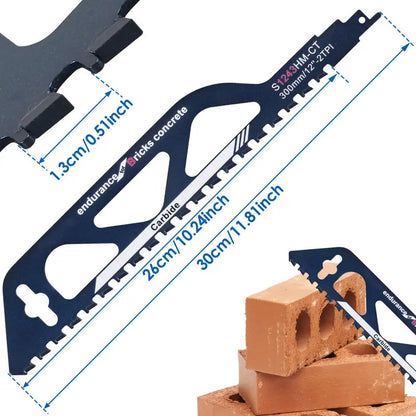 🧱🪚 12" Carbide Masonry Reciprocating Saw Blade – 2 TPI Heavy-Duty Brick & Block Cutting Blade 🔧