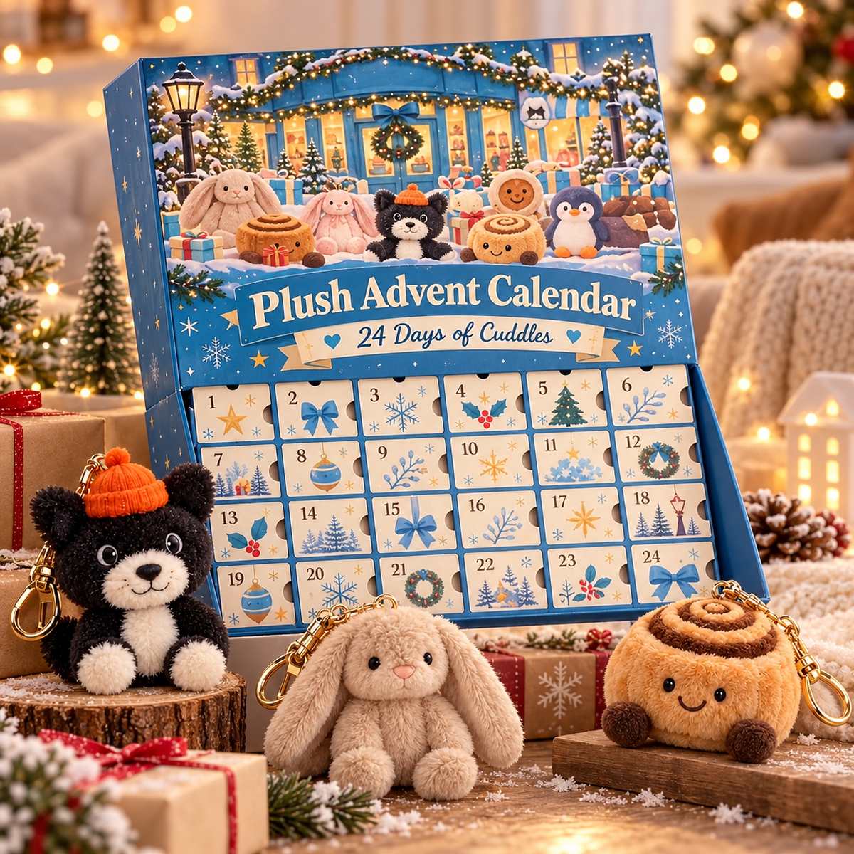 🎄 24-Day Plush Advent Calendar – Cute Christmas Countdown with Daily Surprises
