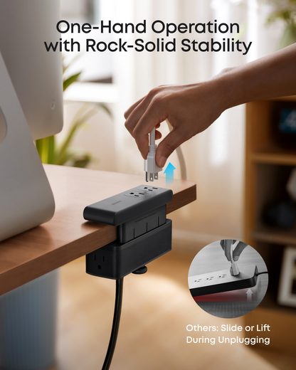 ⚡10 in 1 Clamp Power Strip with USB C Charging, Desk Mounted Extension Outlet with Surge Protection
