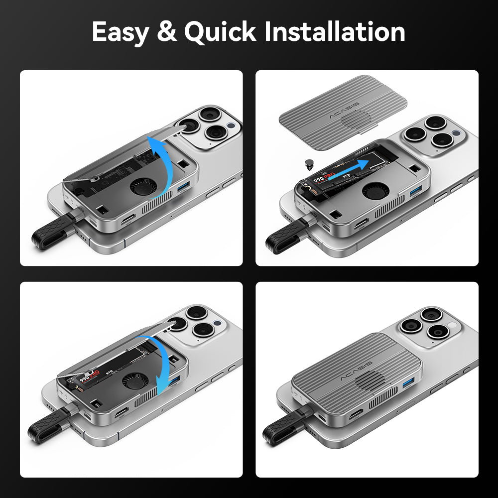 Acasis 10Gbps Magnetic Docking Station & SSD Enclosure for iPhone 17/16/15 Series
