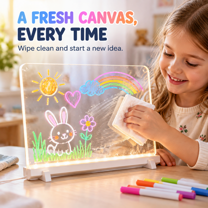 ✨ Luminous LED Drawing Board for Kids — Reusable Glow Art & 7 Color Pens
