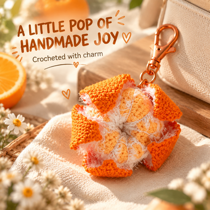 🍊 Crochet Orange Bag Charm – Cute Citrus Accessory for Bags, Backpacks & Keys ✨🎁