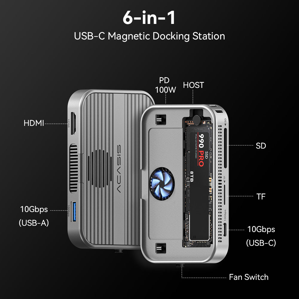 Acasis 10Gbps Magnetic Docking Station & SSD Enclosure for iPhone 17/16/15 Series