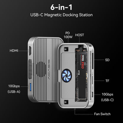 Acasis 10Gbps Magnetic Docking Station & SSD Enclosure for iPhone 17/16/15 Series