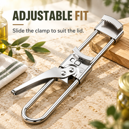 🍾 Adjustable Stainless Steel Jar & Bottle Opener – Multi-Size Grip for Tight Lids & Caps ✨