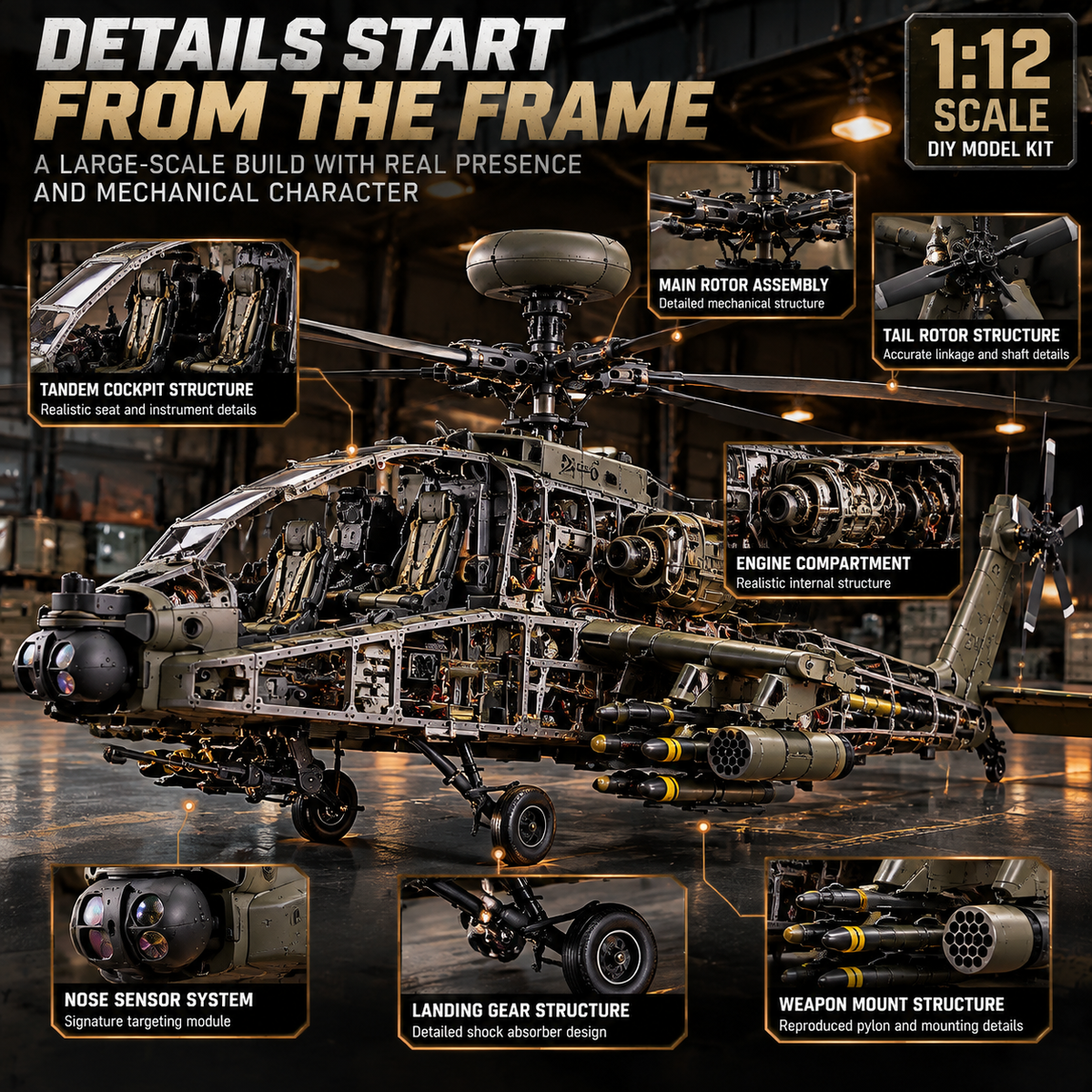 🔥LAST DAY 49% OFF🚁 Attack Helicopter Model Kit – Build Your Own Military Aviation Legend