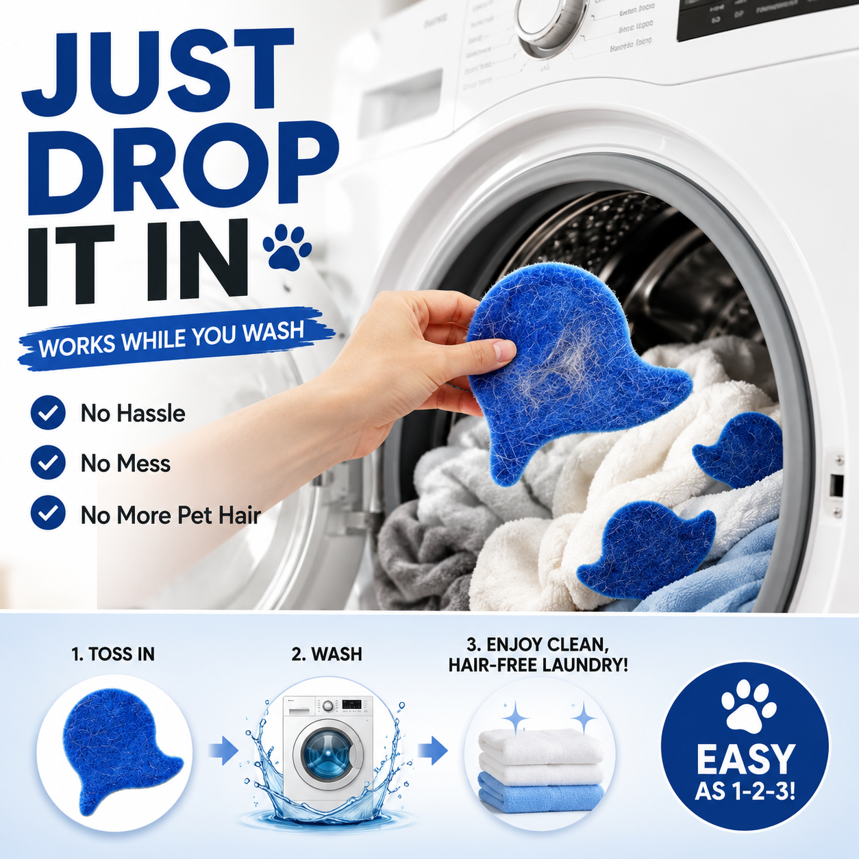 Laundry Pet Hair Remover Fish | Reusable Washer & Dryer Hair Catcher