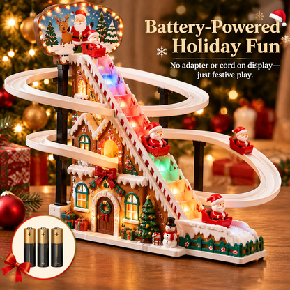 🎄✨ Santa Claus Gingerbread Climbing Toy Set – Colorful LED Lights, Music & Looping Christmas Track！！！ 🎅🎁