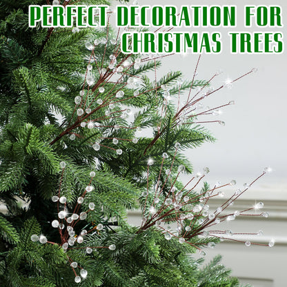 🎄8 Pcs Acrylic Crystal Christmas Tree Picks, 11.8 Inch with Bead Drop