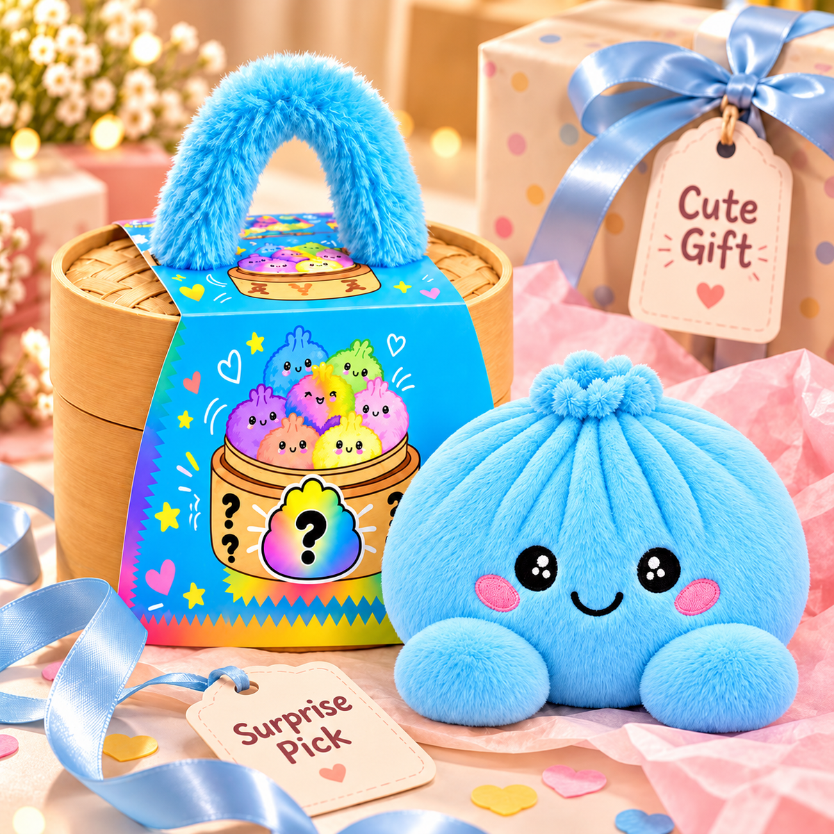 🥟 Mystery Dumpling Squishy – Pop the Lid & Meet Your Surprise Plush 🌈