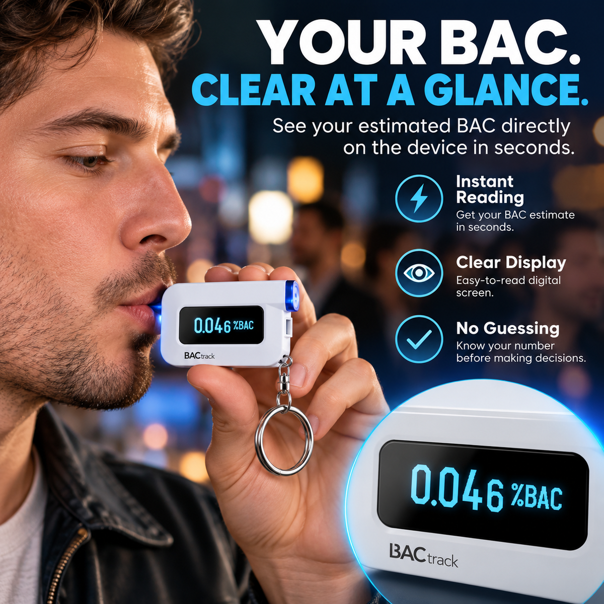 🚗 Pocket BAC Breathalyzer – Professional-Grade Alcohol Tester with App Tracking