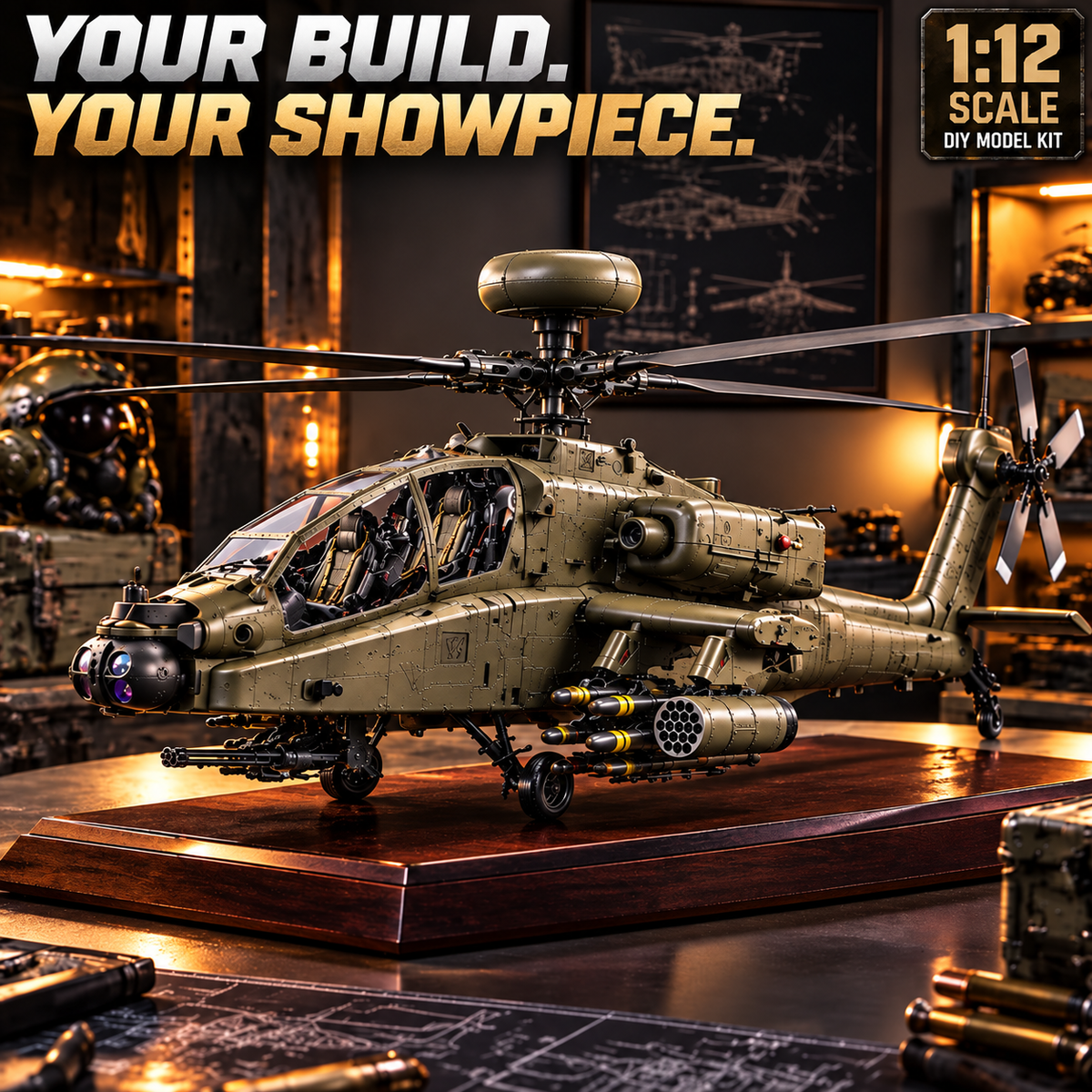 🔥LAST DAY 49% OFF🚁 Attack Helicopter Model Kit – Build Your Own Military Aviation Legend