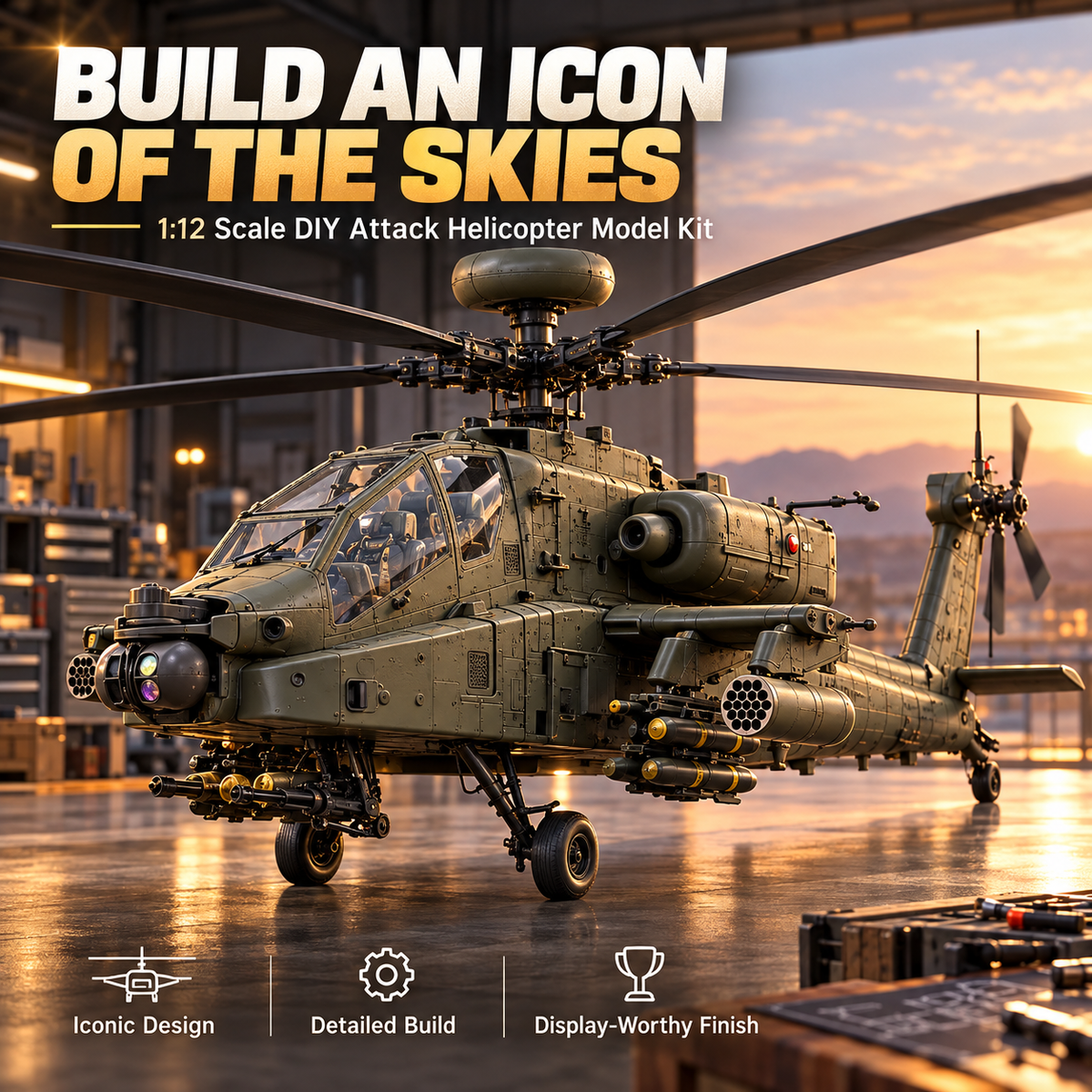 🔥LAST DAY 49% OFF🚁 Attack Helicopter Model Kit – Build Your Own Military Aviation Legend