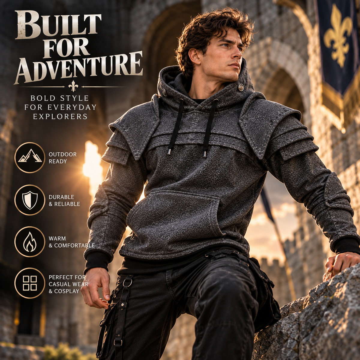 ⚔️ Become the Knight™ Armor-Inspired Hoodie – Medieval Fantasy Style for Everyday Wear