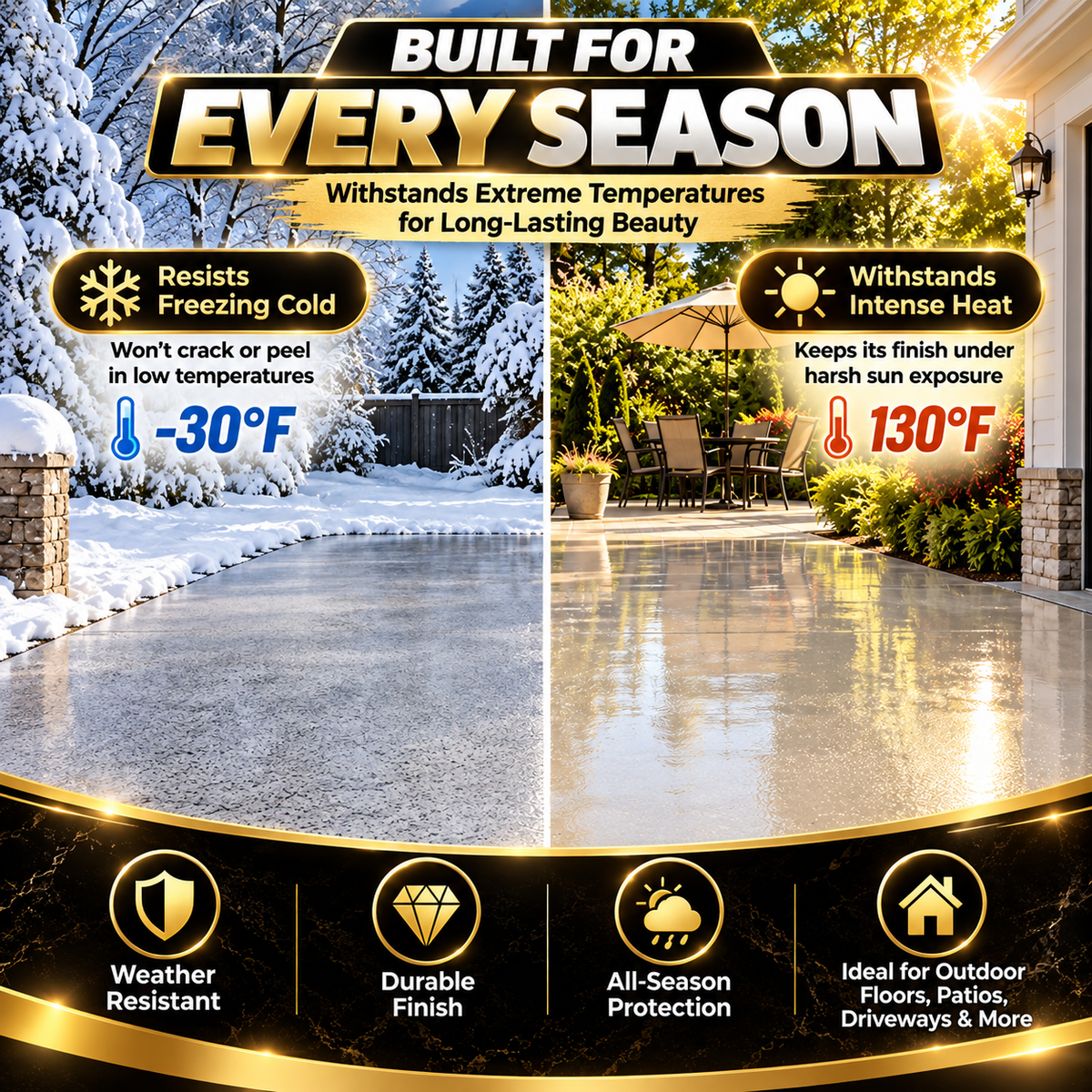 ✨ High-Gloss Marble-LookEpoxy Self-Leveling Floor Coating– Transform Garages, Basements, Courtyard & Workshops