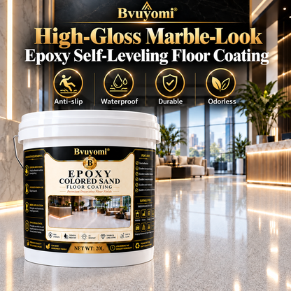 ✨ High-Gloss Marble-LookEpoxy Self-Leveling Floor Coating– Transform Garages, Basements, Courtyard & Workshops
