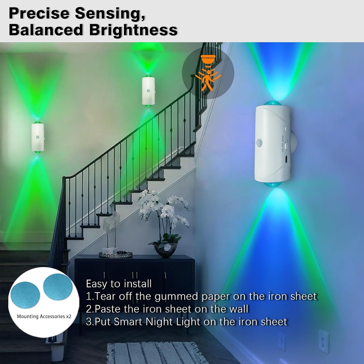 7-Color Rechargeable Wireless Motion Sensor Wall Sconce