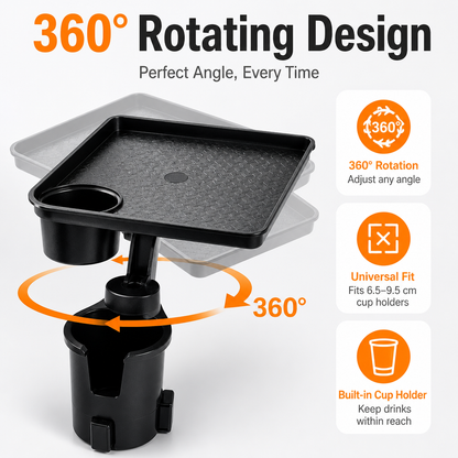 360° Rotating Car Cup Holder Tray Table – Eat, Sip & Stay Organized
