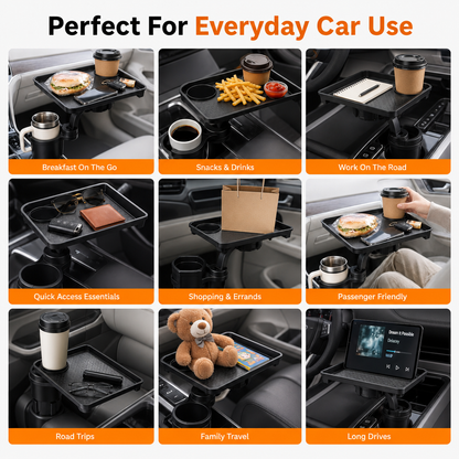 360° Rotating Car Cup Holder Tray Table – Eat, Sip & Stay Organized