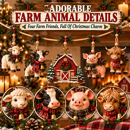 🔥Last Day 49% OFF -🐄 Christmas Farm Friends Hanging Mantel Garland