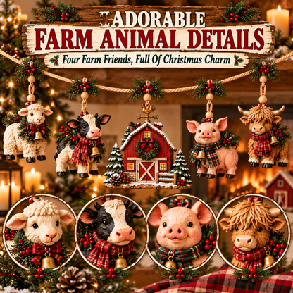 🔥Last Day 49% OFF -🐄 Christmas Farm Friends Hanging Mantel Garland