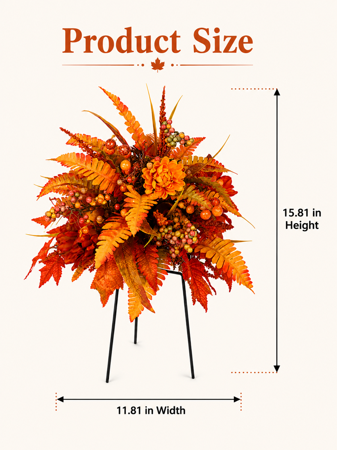 🍂 Autumn Harvest Floral Garden Stake – Artificial Fall Porch & Planter Arrangement
