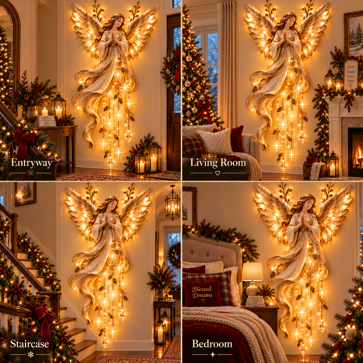 ✨Guardian Angel Starfall – Illuminated Christmas Wall Décor