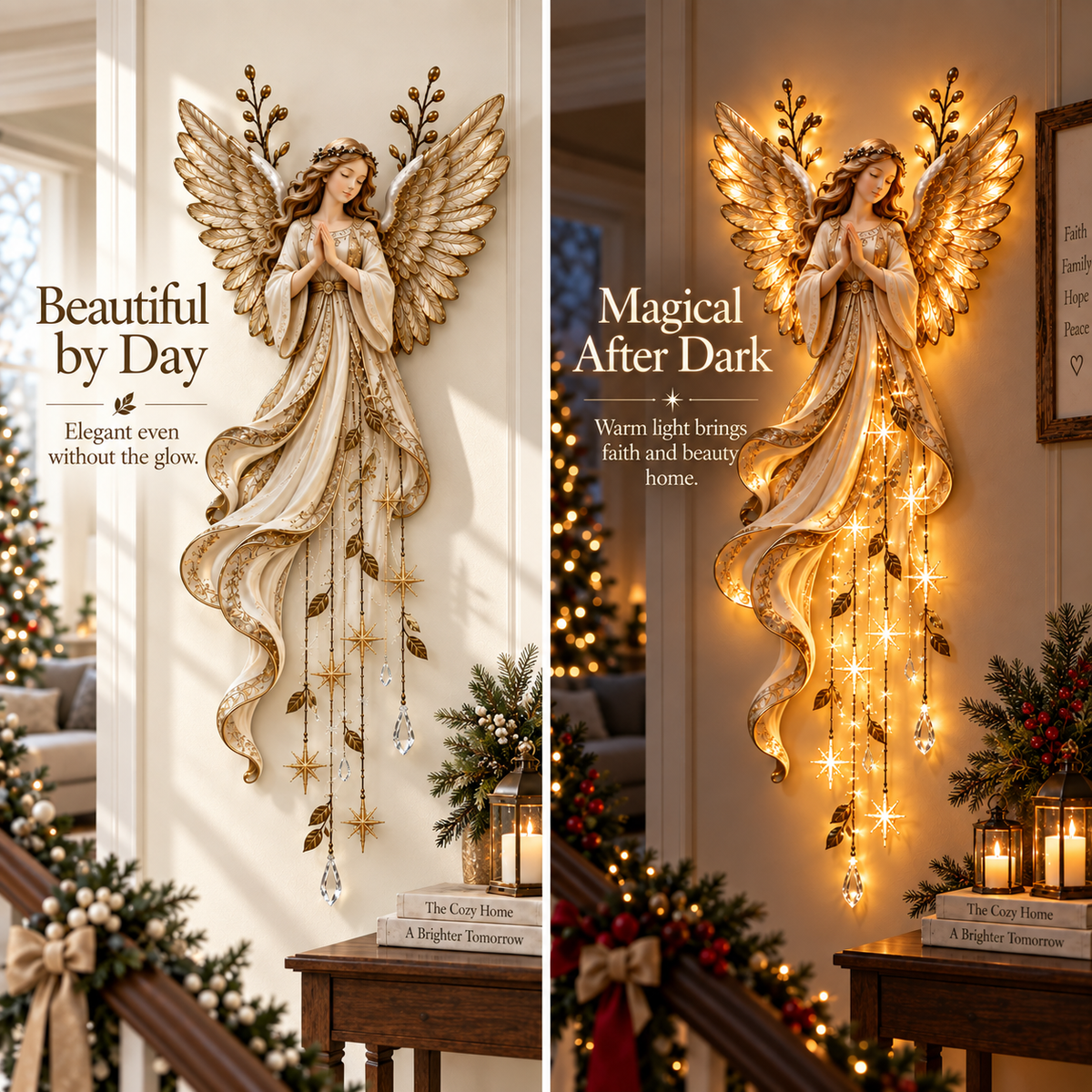 ✨Guardian Angel Starfall – Illuminated Christmas Wall Décor
