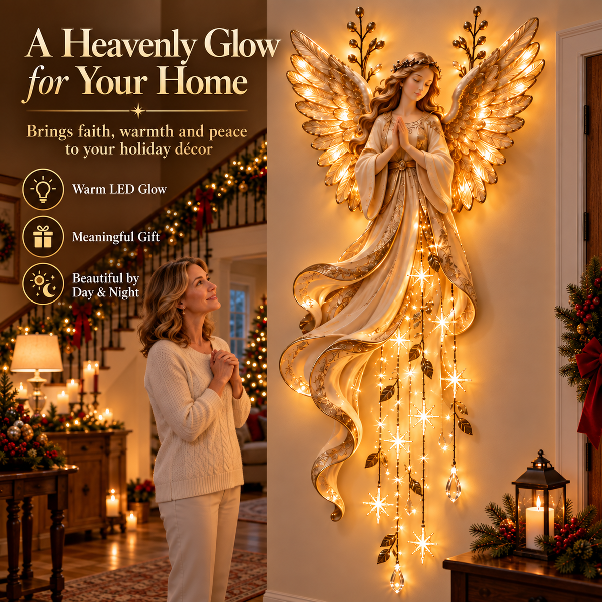 ✨Guardian Angel Starfall – Illuminated Christmas Wall Décor