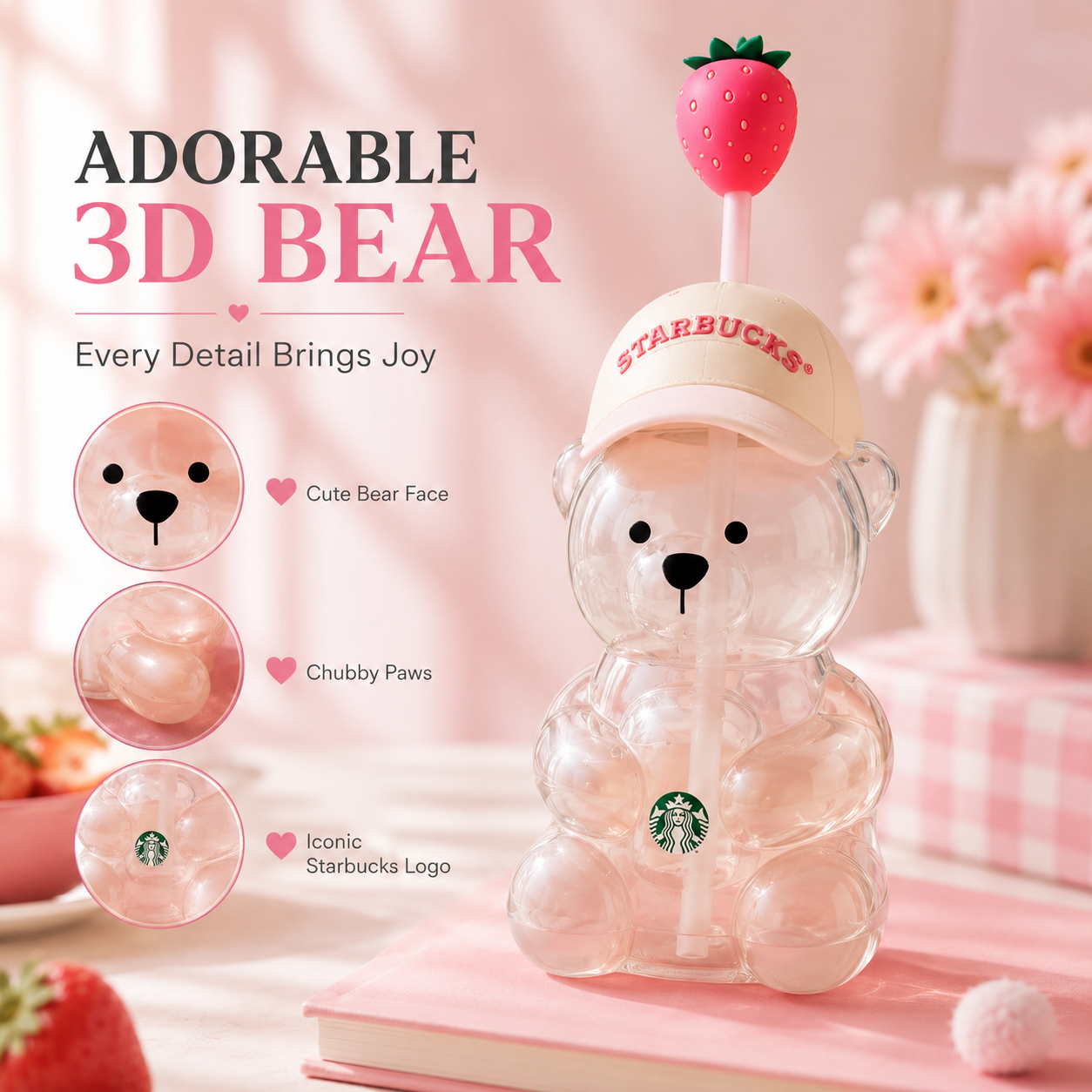2026 New Cute Pink Bearista Cup
