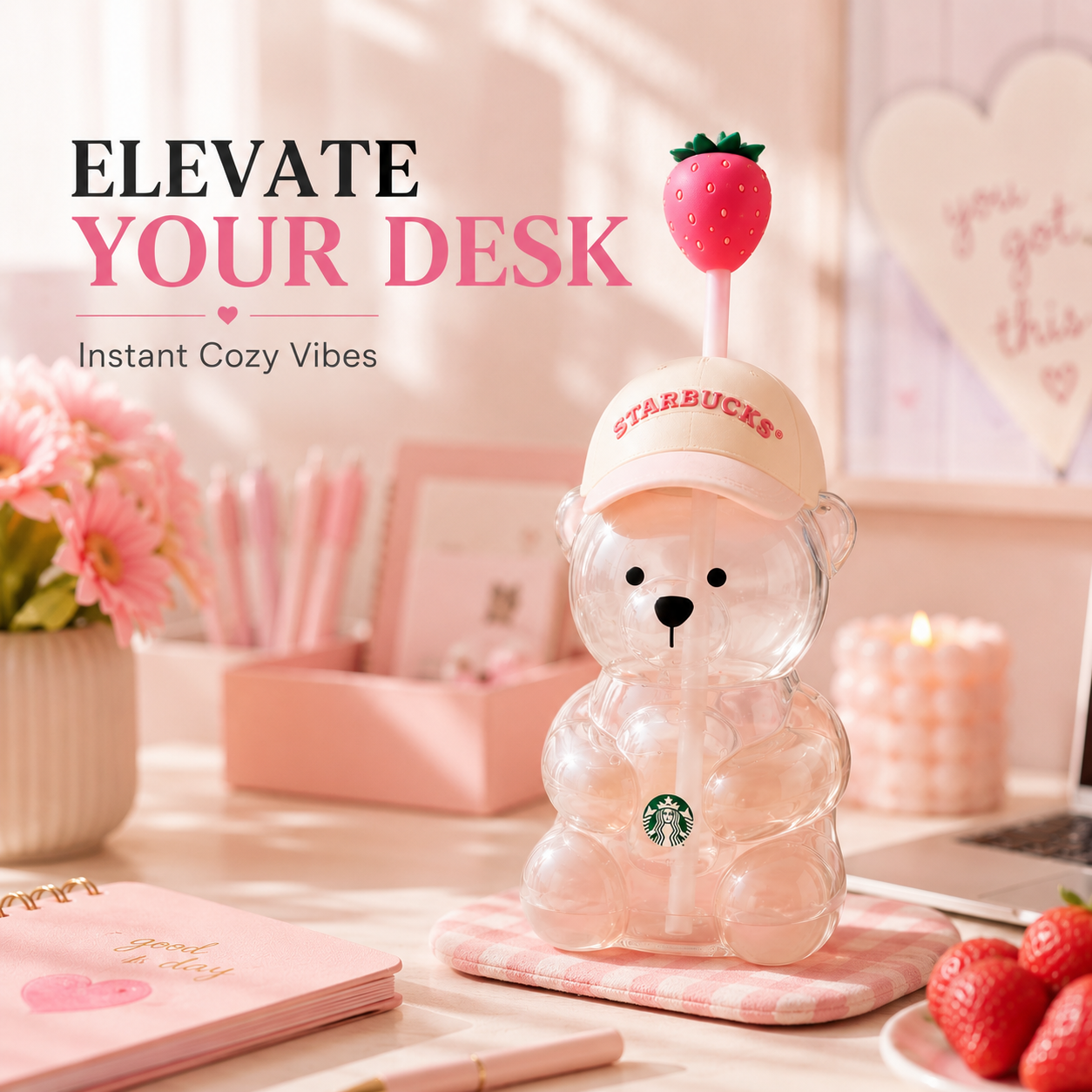2026 New Cute Pink Bearista Cup