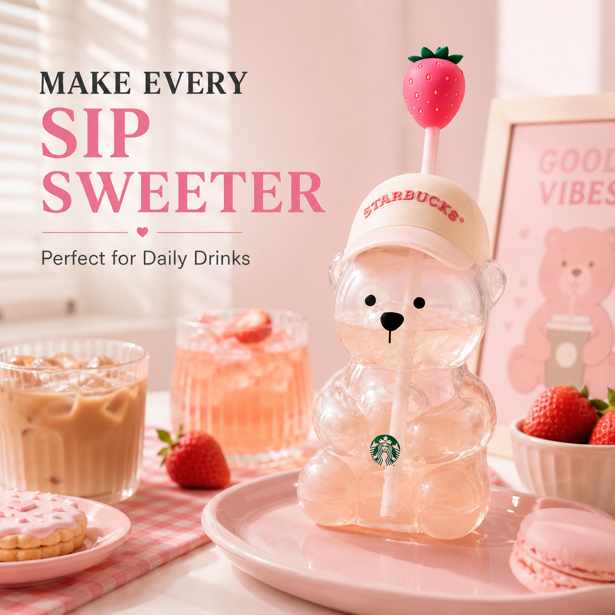 2026 New Cute Pink Bearista Cup