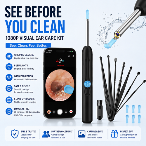 Ear Hygiene Set, HD Visual Earwax Removal Tool with Camera