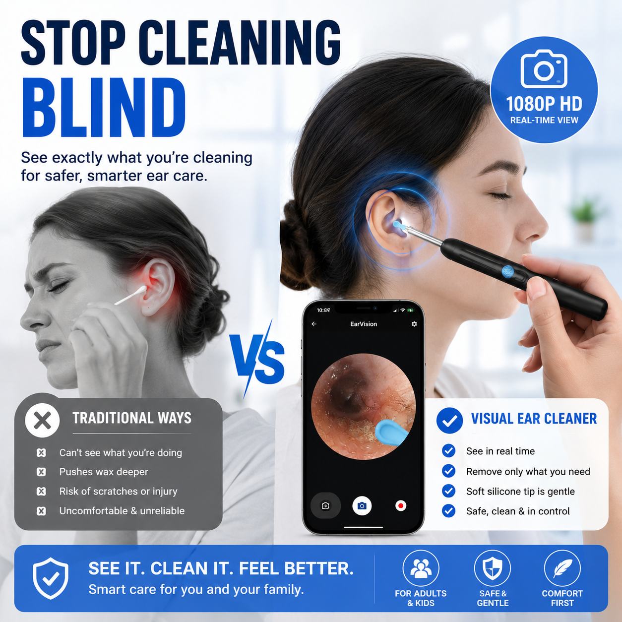 Ear Hygiene Set, HD Visual Earwax Removal Tool with Camera