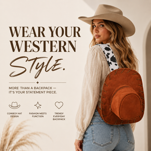 🔥Western Cowboy Hat Backpack – Cowgirl Festival & Concert Bag
