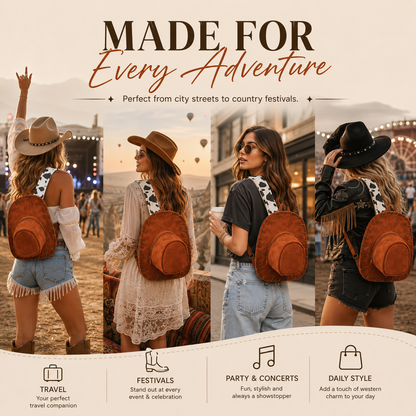 🔥Western Cowboy Hat Backpack – Cowgirl Festival & Concert Bag