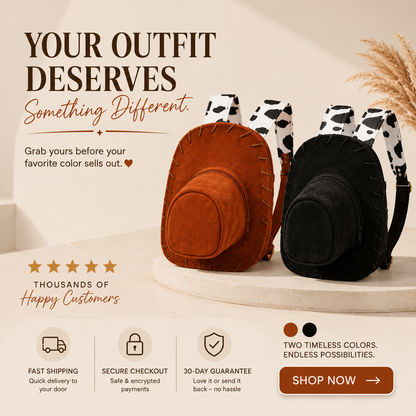 🔥Western Cowboy Hat Backpack – Cowgirl Festival & Concert Bag