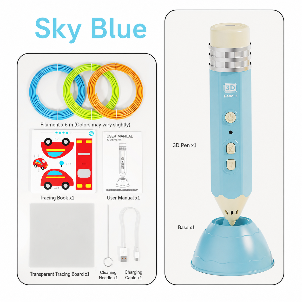 Light Blue - Includes 6m filament