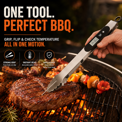 🔥2-in-1 BBQ Tongs with Digital Meat Thermometer