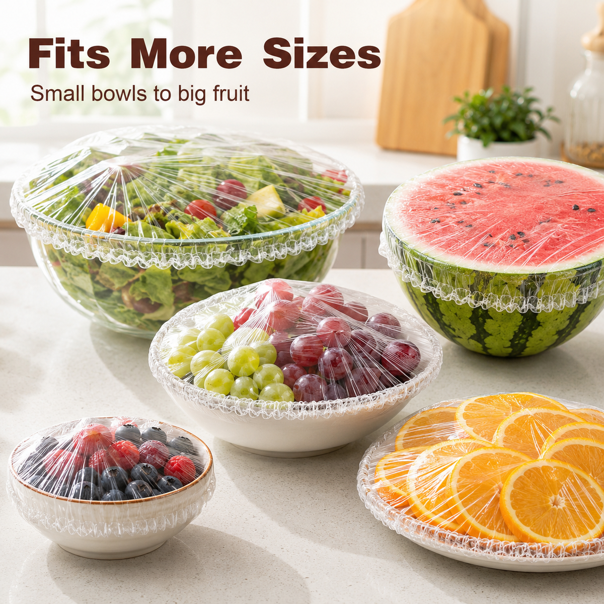 🍽️ 100-Pack Clear Elastic Food Covers – Stretch-to-Fit Covers for Bowls, Plates & Leftovers