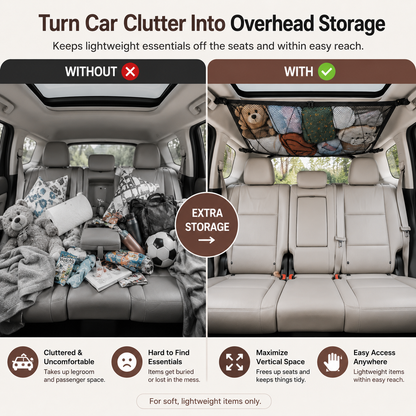 🚙 Ceiling Cargo Net – Double-Layer SUV Roof Organizer for Road Trips