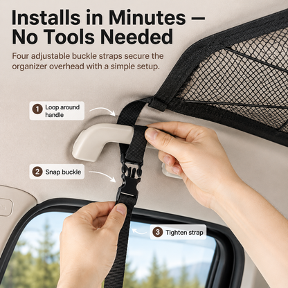 🚙 Ceiling Cargo Net – Double-Layer SUV Roof Organizer for Road Trips