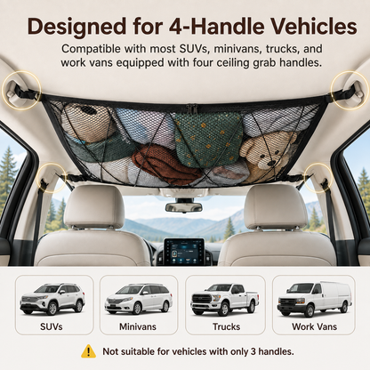 🚙 Ceiling Cargo Net – Double-Layer SUV Roof Organizer for Road Trips