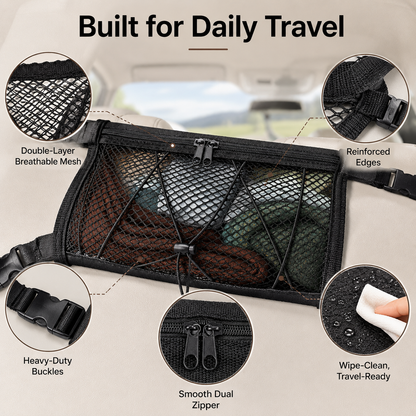 🚙 Ceiling Cargo Net – Double-Layer SUV Roof Organizer for Road Trips
